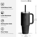 Hydro Flask Travel Tumbler with Handle, Clear Lid and Straw - Insulated Stainless Steel, 40 Ounces
