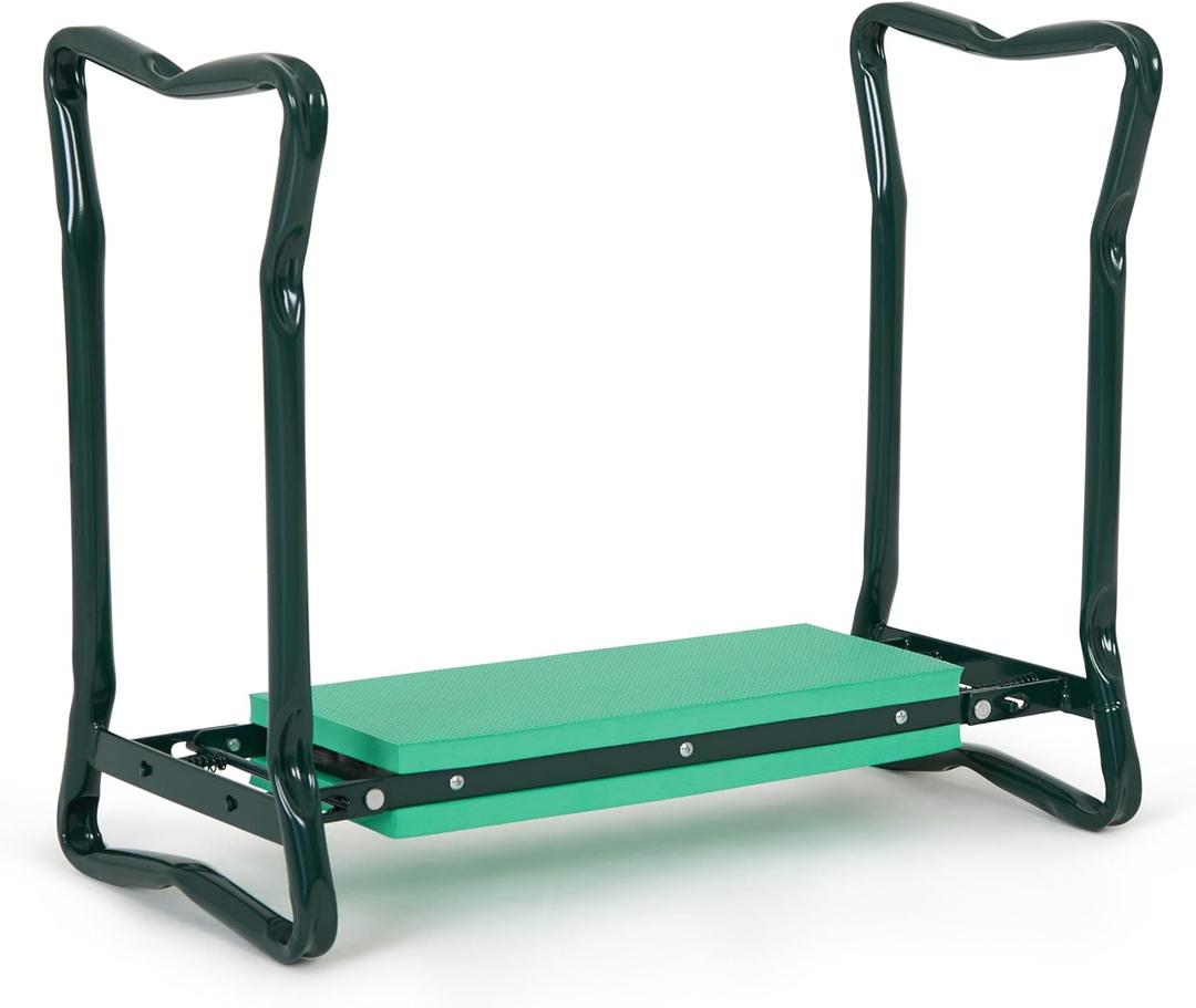 Backyard Expressions Garden Kneeler & Seat  2-in-1 Garden Stool and Kneeler, Foldable Gardening Bench with Cushioned Pad for Weeding, Planting & Yard Work (Green)