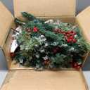 31" Prelit Artificial Christmas Tree Urn Filler  Battery Operated Outdoor Christmas Planter Filler with Timer, Multi-Color Lights, Berries & Pine Cones for Porch, Yard & Garden, 2 Pack