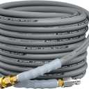 3/8'' Pressure Washer Hose 50FT 4800PSI, Kink Resistant Power Washer Hose Steel Wire Braided with Swivel Quick Connect & 2PCS M22 Adapter, Non Marking Commercial Grade Pressure Water Hose