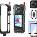 6-in-1 Accessories Kit for Insta360 X5, Included Insta 360 X5 Premium Lens Guard, Metal Protective Case, 2 Pack of Tempered Glass Film Screen Protector, Silicone Protective Cover Bundle Kit