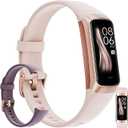 Fitness Tracker, Step Tracker Sport Bracelet Pedometer Calories Women, 1.1" AMOLED Smartwatch 3ATM Waterproof with Blood Pressure/Heart Rate Monitor for Men, Smart Watch for Android/iOS Phones (Pink)