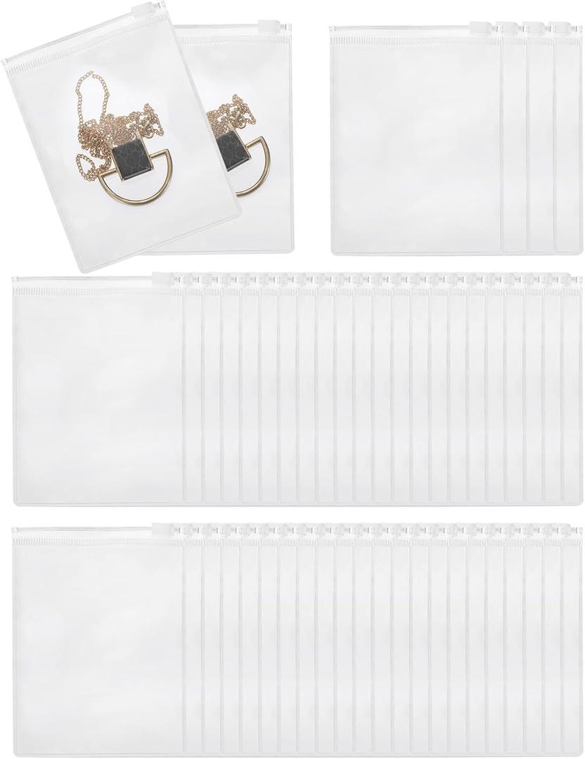 PATIKIL PVC Jewelry Bags, 50 Pcs 5" x 3.5" Jewelry Pouches Clear Zipper Bags Anti Oxidation Self Sealing Small Bags for Earrings Necklace Bracelets Storage Travel Business
