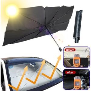 Car Windshield Sunshade Umbrella - Foldable Car Windshield Sun Shade Cover, 5 Layers UV Block Coating, Front Window Heat Insulation Protection, for Auto Sedan, SUV (49"x26")