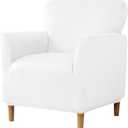 Stretch Chair Covers Banquet Armchair Slipcovers Luxury Velvet Armchair Sofa Covers Chair Slipcover Anti-Slip Furniture Protector for Living Room Friendly for Kids Pets (White)