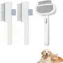 3PCS Undercoat Rake & Metal Comb & Flea Comb for Cats and Dogs, Dual-Sided Dematting and Deshedding, Dog Brush for Shedding Long Hair to Effectively Remove Thick Tangles or Matted Fur, White