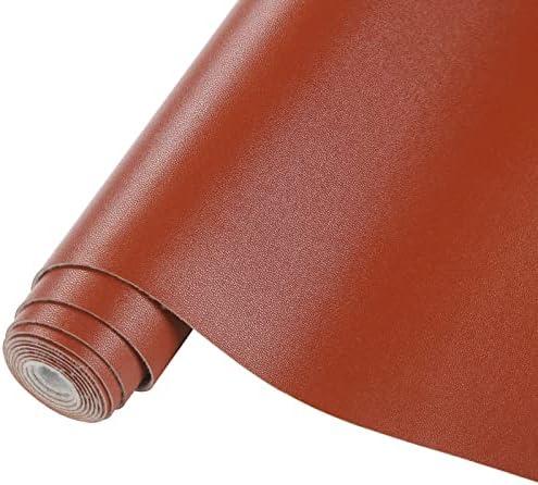 CDY Solid Color Brown Faux Leather Sheets 13.8"X53" Smooth PU Synthetic Leather Roll Perfect for Crafts Handbags Wallets Jewelry Earrings Bows Making (Brown)