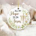 2 x Christian Ornament with Cross & Daisies, Religious Scripture Decor, All My Hope is in Jesus Ornament, Inspirational Faith Gift for Women, Christian Tree Decor, Bible Verse Keepsake