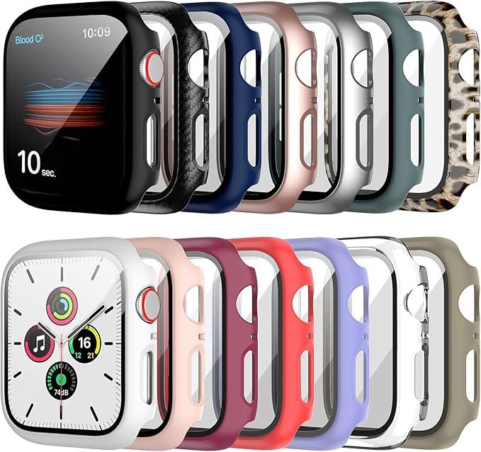 14 Pack Case with Tempered Glass Screen Protector for Apple Watch 38mm Series 3/2/1,anotch Slim Guard Bumper Full Coverage Hard PC Protective Cover HD UltraThin Cover for iWatch 38mm Accessories