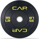 CAP Barbell 35 Lb Rubber Olympic Bumper Plate | With Yellow Logo, Black (Pair of 2)