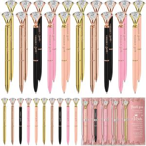 Feifeiya 36 Sets Sweet 16th Birthday Party Favors for Guests, Include Sweet Sixteen Glitter Ballpoint Pens with Thank You Cards, Thank You for Coming to My 16 Years Birthday Party Supplies (Diamond)