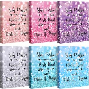 Colarr 6 Pack 3 Ring Binder Cute Decorative 1 Inch Round Rings for A4 Letter Size 8.5'' x 11'' Sheet Protectors and Paper Binder Organizer with Pocket for School Office Supplies(Positive)