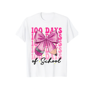 100 Days of School Girls Coquette Bow 100th Day of School T-Shirt, Kids, 130