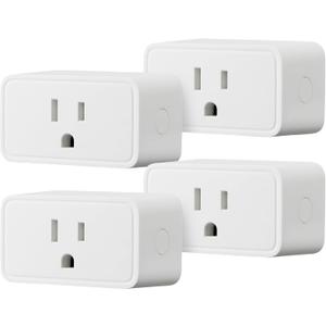 Amazon Basics Smart Plug, Works with Alexa Only, 2.4 GHz Wi-Fi, No Hub Required, 4-Pack, White