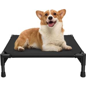 Love&go Elevated Dog Bed with Metal Frame, Cooling Raised Pet Cot for Dog and Cat (Small-18.5x18.5x5.5 inch, S - Black Bed)