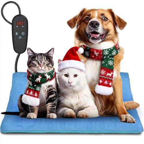 PETNF Pet Heating Pad Temperature Adjustment Anti-bite Puppy with Timer Cat Heating Pad Indoor Waterproof Pet Warming Pad Electric Heated Bed Mat Dog
