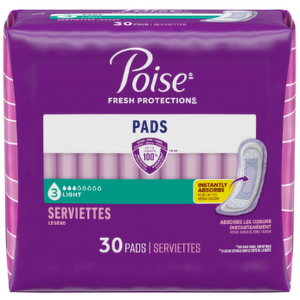 Poise Incontinence Pads, Ultra Thin, Light Absorbency, Long, Pack Of 4