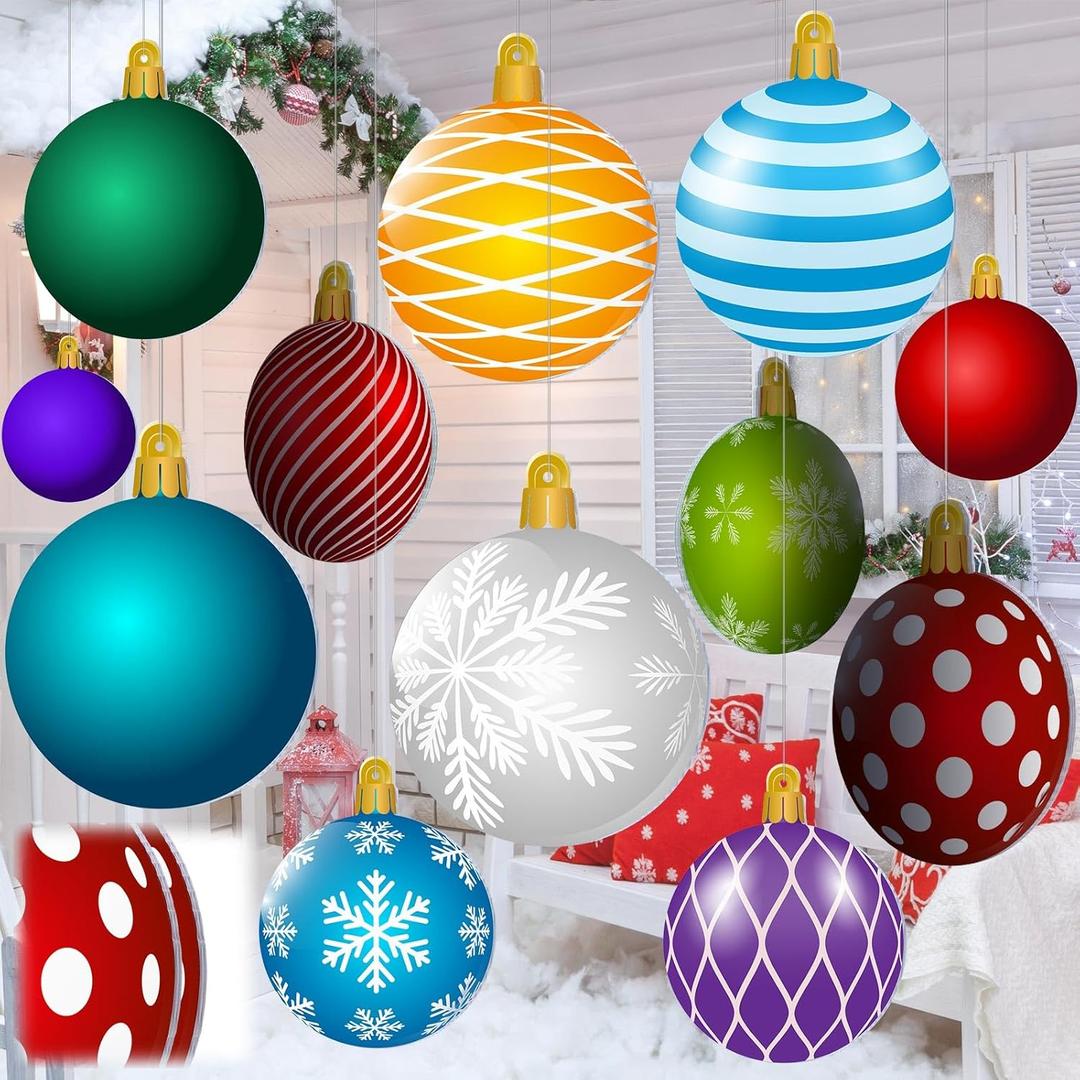 12 Pcs 12 Inch Large Christmas Decorations Outdoor Christmas Hanging Ornaments Double Sided Xmas Yard Lawn Signs Large Decorations for Xmas Tree Porch Yard Decor