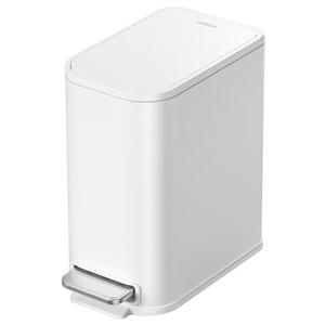 Cesun Small Bathroom Trash Can with Lid Soft Close, Step Pedal, 5 Liter / 1.3 Gallon Stainless Steel Garbage Can with Removable Inner Bucket, Waste Basket for Bathroom, Bedroom (White)