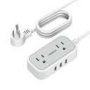 Extension Cord 10 FT, TESSAN Power Strip with 2 Outlets 3 USB Ports, Mini Multi Outlets Charging Station for Cruise Essentials, Dorm Room Essentials, Home, Office Gray