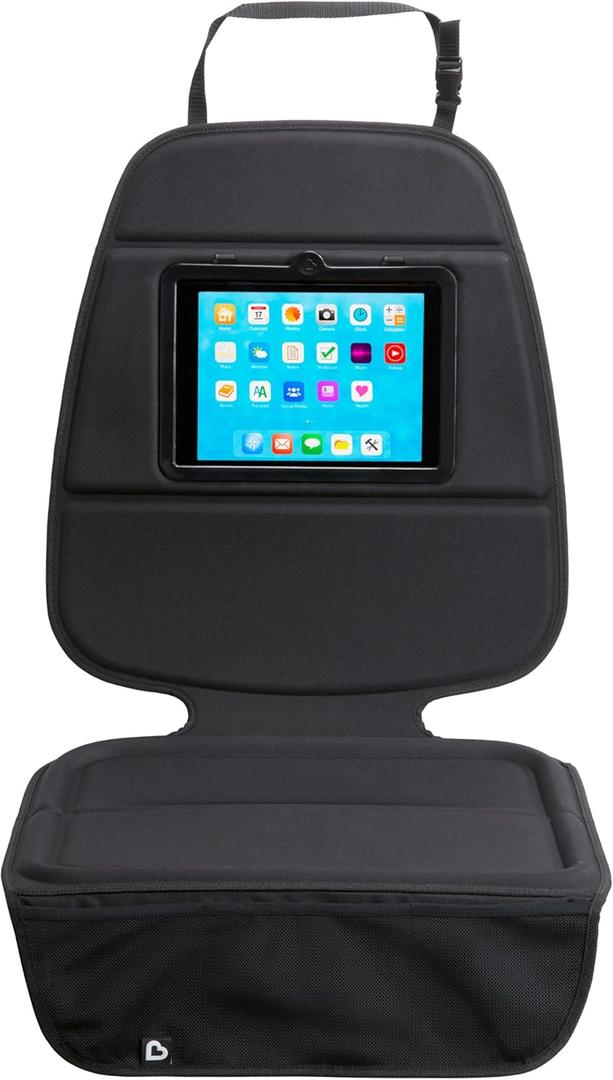 Munchkin Car Seat Cover with Tablet Holder for Under Baby Car Seats and Toddler Booster Seats, Elite Seat Guardian Protector, Rear and Forward Facing, Dark Grey