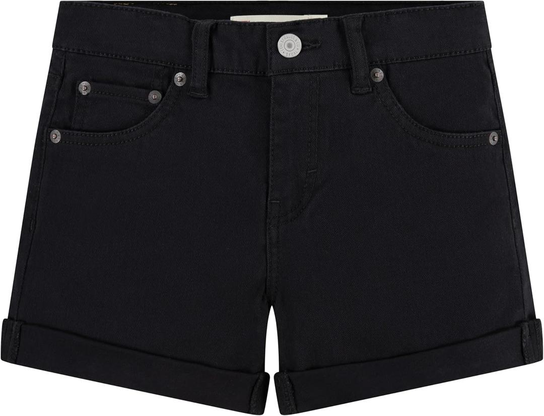 Levi's Girl's Girlfriend Fit Denim Shorty Shorts (8, Black)