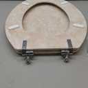 Elongated Toilet Seat Natural Wood Toilet Seat with Zinc Alloy Hinges, Easy to Install also Easy to Clean, Anti-pinch Marble Toilet Seat by Angol Shiold (Elongated, Beige Pink) (Elongated-18.5)