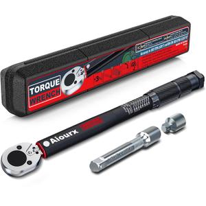 1/2" Drive Click Torque Wrench 8-168 Ft.-Lb, 72 Tooth Dual-Direction Adjustable, Dual Scale, ±3% Accuracy, for Bicycle, Motorcycle, Automotive Repair and Maintenance
