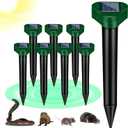 8Pack Rat Mole Repellent for Lawns, Solar Ultrasonic Groundhog Chipmunk Repeller Outdoor, Gopher Snake Repellent for Yard, Sonic Rodent and Vole Deterrent Spikes for Squirrel Armadillo Garden