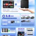 Wireless CarPlay AI Box Adapter, 2-in-1 for iPhone & Android Auto, Support YouTube/Netflix, TF Card Playback, Wired to Wireless, Plug and Play, 5.8GHz WiFi & Bluetooth 5.3