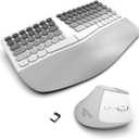 Ergonomic Wireless Keyboard and Mouse Set Creamy Wireless Keyboard Silent Mice Set with Wrist Rest for Computer, Laptop, PC, Mac, Windows (Gray White)
