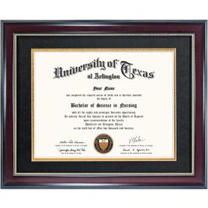 GraduationMall 8.5x11 Diploma Frame with Black over Gold Mat or Display 11x14 Document without Mat, UV Protection Acrylic, Mahogany with Gold Beads (11x14 or 8.5x11 with Mat, Mahogany With Gold Beading)