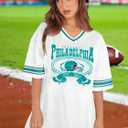 Football Shirts Women Game Day Oversized Shirt Football Team Fan Tee Sports Jersey Gift Tops (White, M)