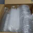 100PCS 14 oz Plastic Cups with Flat Lids and Clear Straws, Disposable Iced Coffee Cups with Lid, Round Bottom To Go Drink Cups for Soda, Smoothies, Boba, Cold Beverage, Juice Bars, Takeout, Party