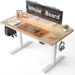 CubiCubi 48 x 24 Large One-Piece Electric Adjustable Standing Desk, Maple
Height Adjustable Electric Computer Home Office Sit Stand up Workstation, with Memory Presets, Headphone Hook