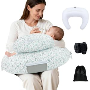 KAKIBLIN Nursing Pillow, Inflatable Breastfeeding Pillows, Hands-Free Feeding Pillow for Back Pain Relief with Waist Strap, Travel Nursing Pillow, Breastfeeding Bottle Support for Baby Girl Boy (Twig)