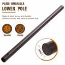 Otoolling 1 Pack 1.5'' Dia Umbrella Replacement Lower Pole, Heavy Steel Patio Umbrella Bottom Pole Replacement, 1.7 mm Thickness, No Bullet Buckle Outdoor(Brown,46'')