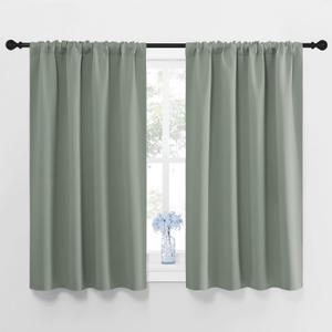 NICETOWN Window Curtains Blackout Drapes - Thermal Insulated Solid Rod Pocket Blackout Curtains/Draperies for Living Room (Sage Green, 1 Pair, 42 by 48-Inch) (42"W x 48"L (Pack of 2), Greyish Green)