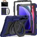 ROISKIN Case for Samsung Galaxy Tab S10 Lite &S10 FE S9 FE 10.9"/S9 11 Inch for Kids -with HD Screen Protector, 360 Rotating Kickstand/Handle, Shoulder Strap, Pen Holder, Heavy Duty Military Grade (Navy Blue)