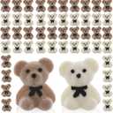 Prasacco 50 Mini Bears - Tiny Flocked Acrylic Plastic Bear Charms & DIY Decorations