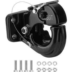 SPARKWHIZ Pintle Hook Hitch 66,000 lbs, Fits 2-1/2 to 3-Inch Lunette Ring Pintle Hitch Receiver, Forged Steel Structure, Anti Corrosion and Anti Rust Coating