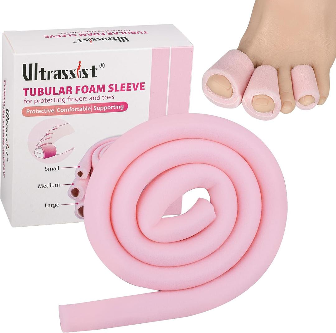 Toe Sleeve with Overlap Medium Size 7/8" Inner Diameter 36" Roll, Sponge Toe Protectors for Blisters, Bunions, Corns