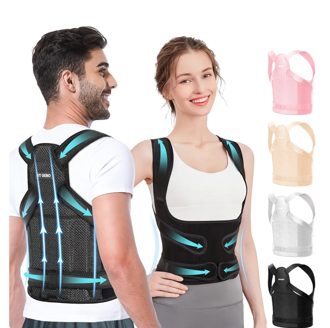 Fit Geno Posture Corrector for Women and Men - Adjustable Back Brace & Straightener for Scoliosis, Hunchback Correction, Back Pain, Spine Corrector, Back Support and Posture Trainer, Size Small