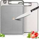 Stainless Steel Cutting Board, 14"x10" Cutting Boards for Kitchen, Dishwasher Safe, Scratch-Resistant with Juice Groove, Separate Sides for Meat and Vegetables ((Diamond Texture)