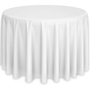 Lann's Linens - 120" Round Premium Tablecloth for Wedding/Banquet/Restaurant - Polyester Fabric Table Cloth - White