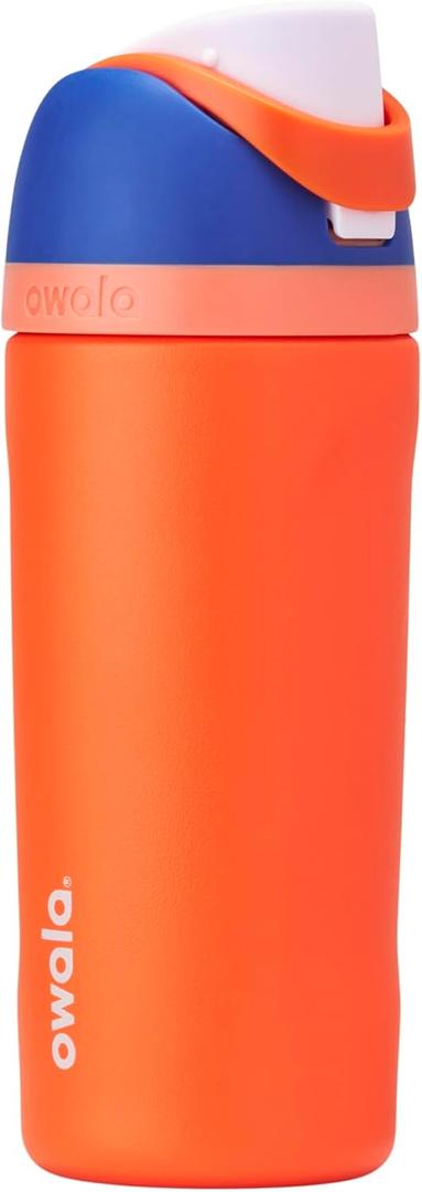 Owala Kids FreeSip Insulated Stainless Steel Water Bottle with Straw for Sports, Travel, and School BPA-Free Sports Water Bottle, 16 oz, Blue Citrus