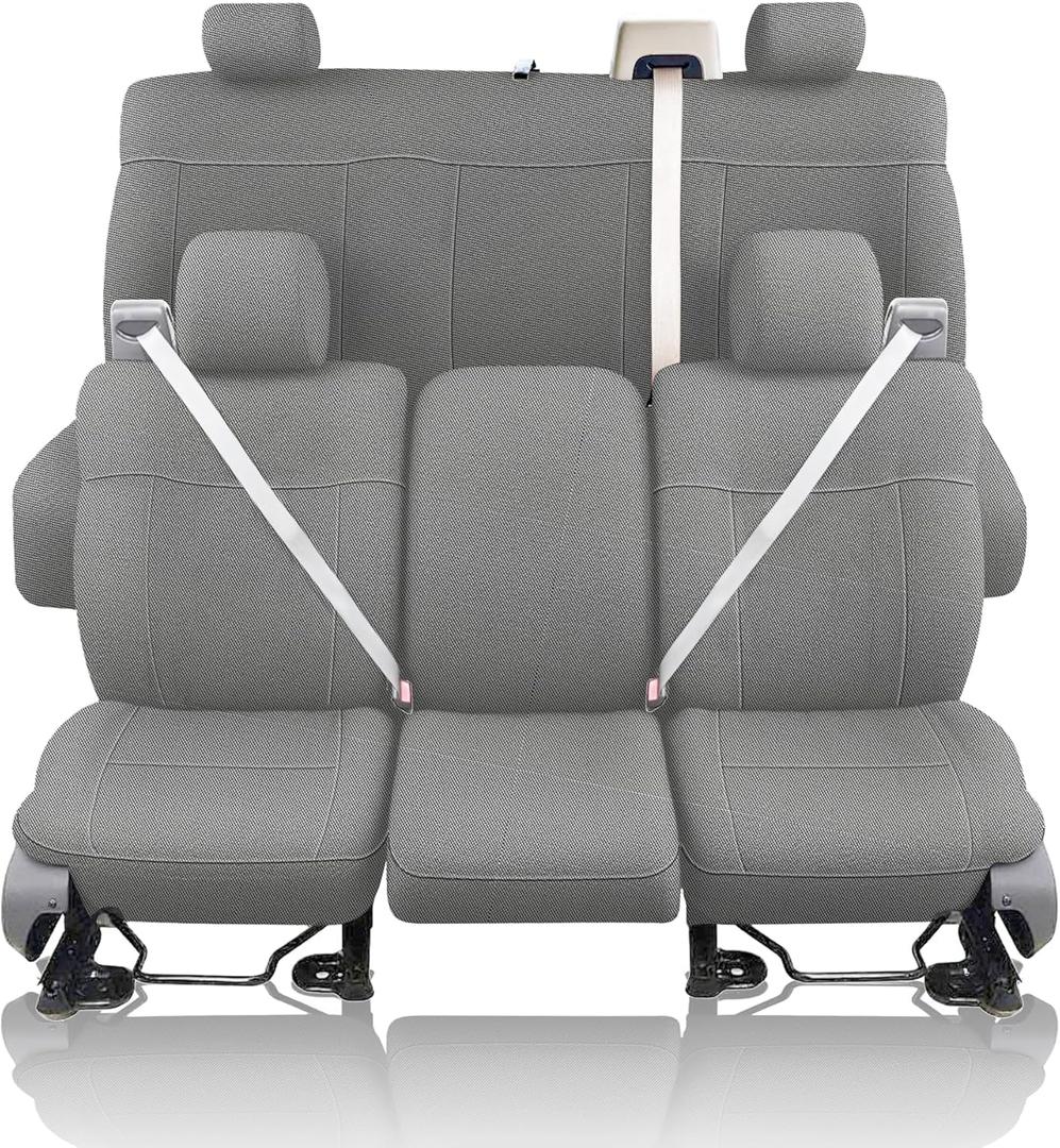 Heavy-Duty Knit Fabric Custom Front & Rear Bench Seat Covers for Ford F150 XLT Super Cab 2004 2005 2006 2007 2008, Easy to Install & Clean - Gray