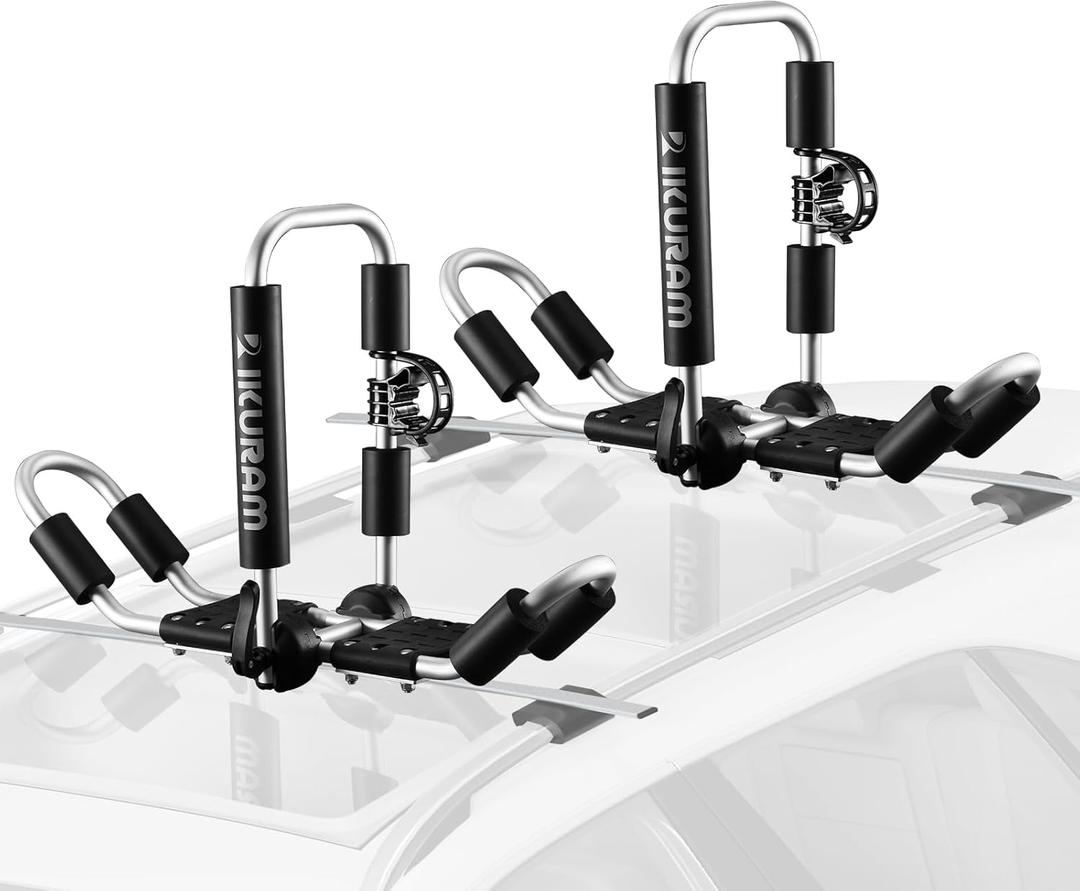 Kayak Roof Racks for 2 Kayaks, J-Bar Kayak Carrier Holder for Cars, SUV, Truck, Surfboard Ski SUP Canoe Roof Top Mount Racks
