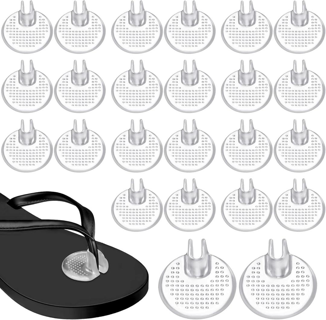 12 Pairs Silicone Thong Sandal Toe Guards Cushions Non Slip Flip Flop Toe Protectors Self Adhesive Toe Pad Gel Sandal Shoe Toe Insert for High Heels, Flip Flops, Sandals, Slippers, Clear