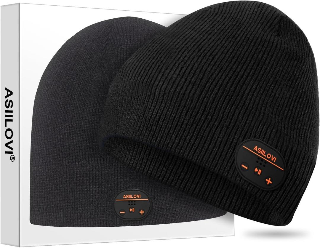 Bluetooth Beanie, Double-Layer Wool Lining Bluetooth Hat Beanie for Men/Women/Teens/Family, 20hrs Playing, Gift Packaging for Christmas Stocking Stuffers Thanksgiving (001-Black)
